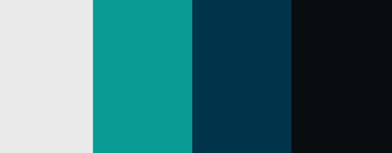 A composition of four vertical color stripes. From left to right: light gray, teal, dark teal, and black. Each stripe is equal in width and spans the entire height of the image.
